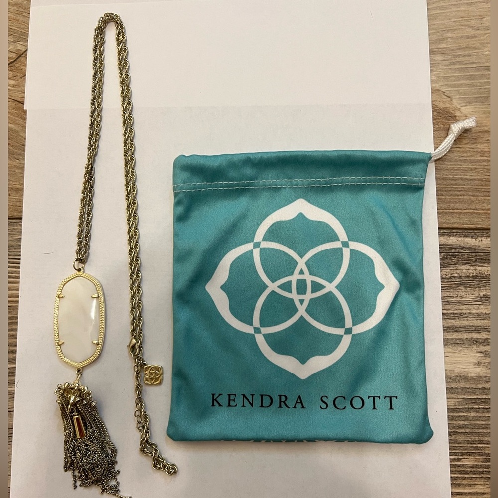 Kendra Scott Rayne Gold Long Pendant Necklace in White